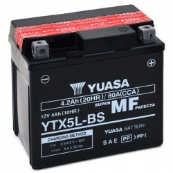 Batterie moto Yuasa 12V 4Ah sans entretien YTX5L-BS / GTX5L-BS / YTX5L