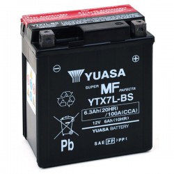 Batterie moto Yuasa 12V 6Ah sans entretien YTX7L-BS / GTX7L-BS / YTX7L