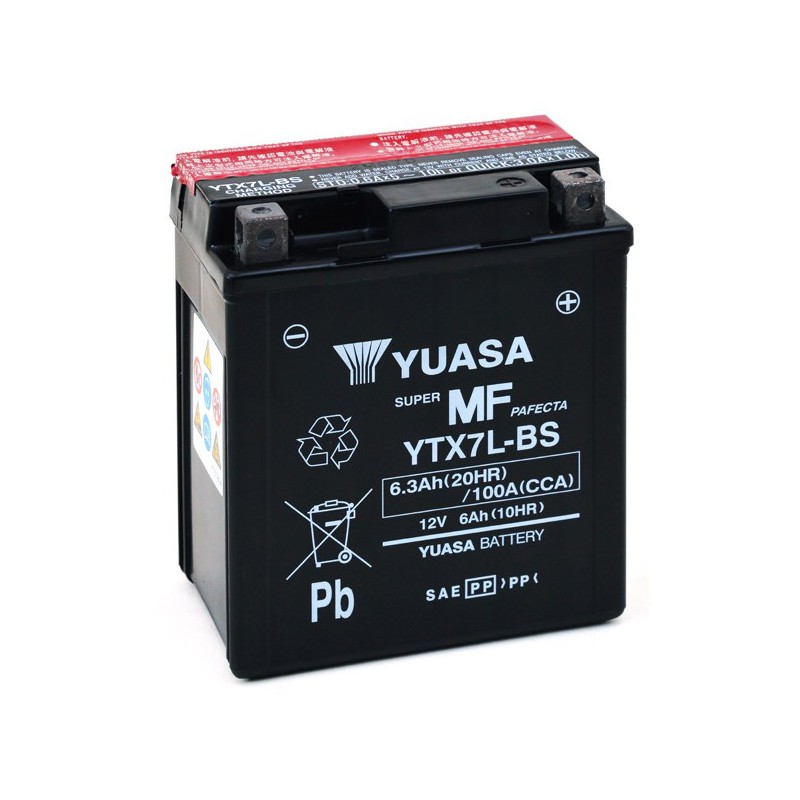 Batterie moto Yuasa 12V 6Ah sans entretien YTX7L-BS / GTX7L-BS