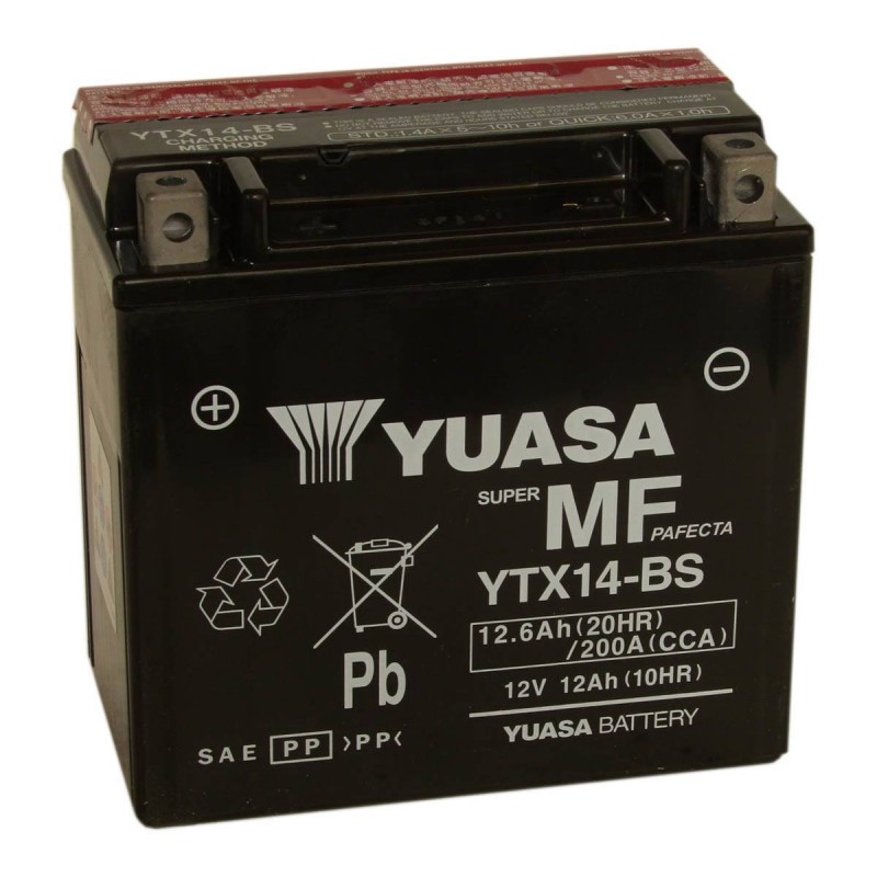 Batterie moto Yuasa 12V 12Ah sans entretien YTX14-BS / GTX14-BS / YTX14 - Batteries  Moto
