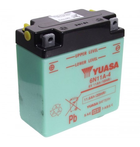 BATTERIE MOTO YUASA 6N4A-4D 6V 4AH - Batteries Motos, Scooters, Quads,  Motoneiges Moto - BatterySet