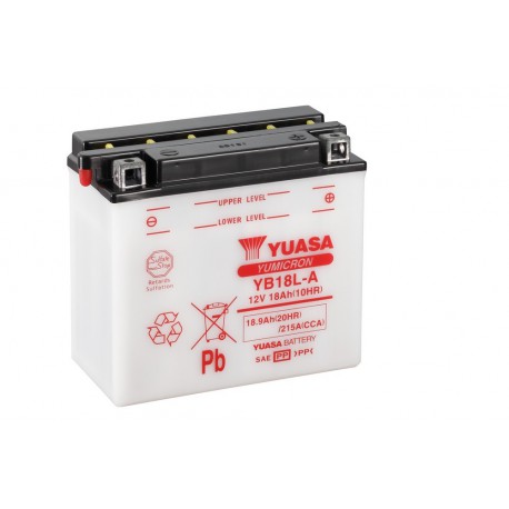 Batterie moto Yuasa Yumicron 12V / 18Ah avec entretien YB18L-A